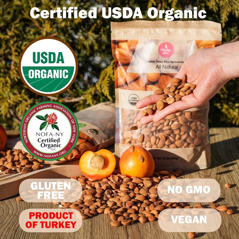 Natural Bitter Apricot Kernels 16oz - No Preservatives, Organic Goodness gallery