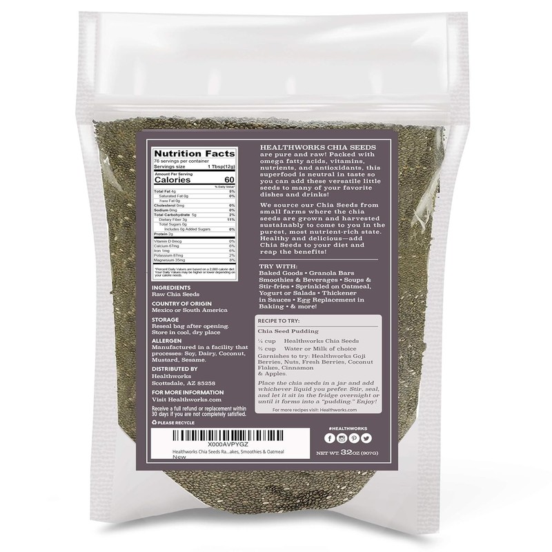 Superfoods Natural Raw Chia Seeds - 32 Oz / 2 Lbs - Premium & All-Natural - Cont gallery