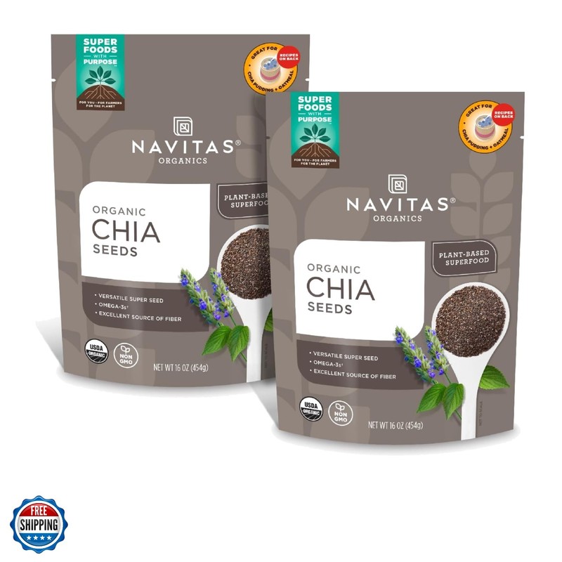 Chia Seeds, 16 oz. 2-Pack 76 Servings — Organic, Non-GMO, Gluten-Free…