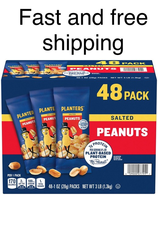 PLANTERS Salted Peanuts, plant Based protein 1 oz. Bags (48 Pack)