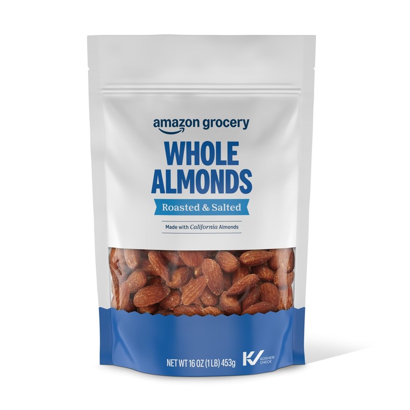 Amazon Grocery, Whole Almonds, Roasted & Salted, 16 Oz 16 oz (Pack of 1)