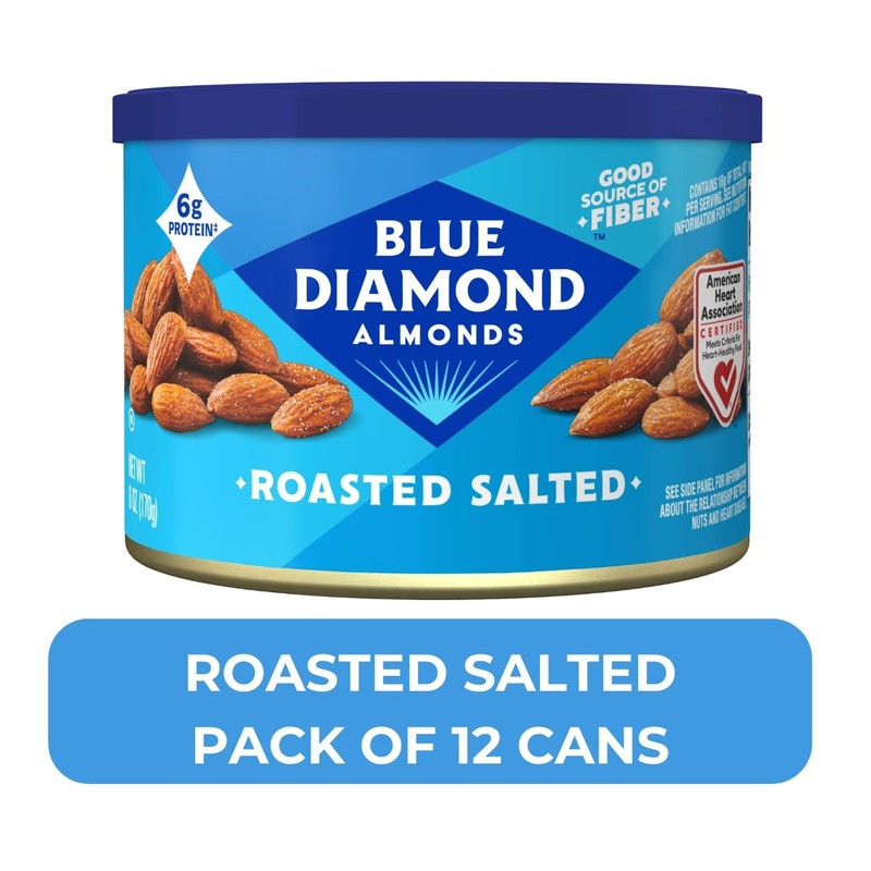 Roasted Salted Almonds Snack Nuts, 6oz Can, Pack of 12 - Healthy Crunchy Treats gallery