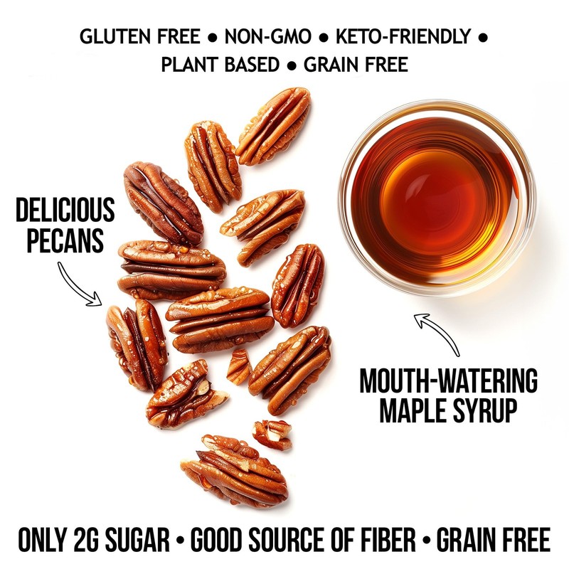 Keto Maple Pecans | 1g Net Carbs | Gluten-Free Low Carb Snack, 10 Oz gallery