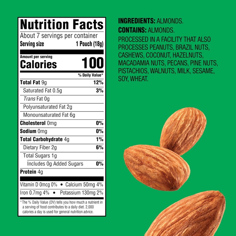 Nuts Whole Almonds 7ct (1-Pack), 100-Calorie Individual Packs, Kosher Certifi... gallery