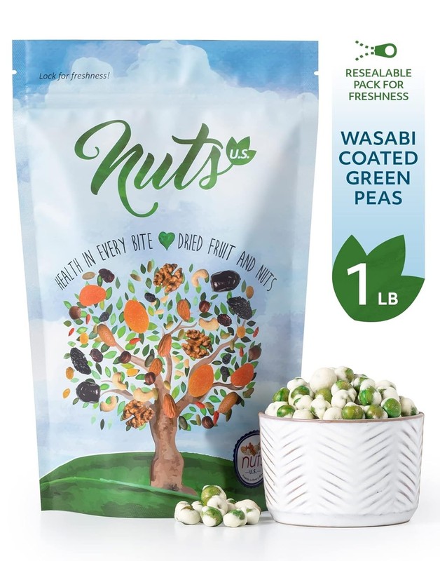 Wasabi Coated Green Peas - Crunchy, Spicy Snack in Resealable Bag (1 LB) gallery