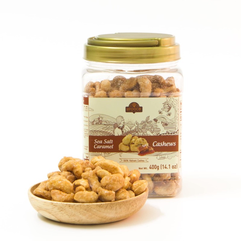 LAFOOCO Sea Salt Caramel Cashews, Vietnam Cashews, Lightly Salted, Sweet Tast…