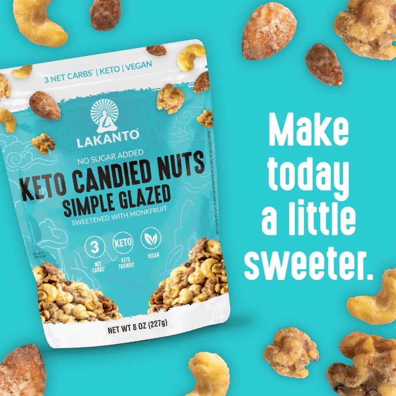 Lakanto Candied Nuts Simple Glazed - No Sugar Added, Sweetened with Monk Frui... gallery