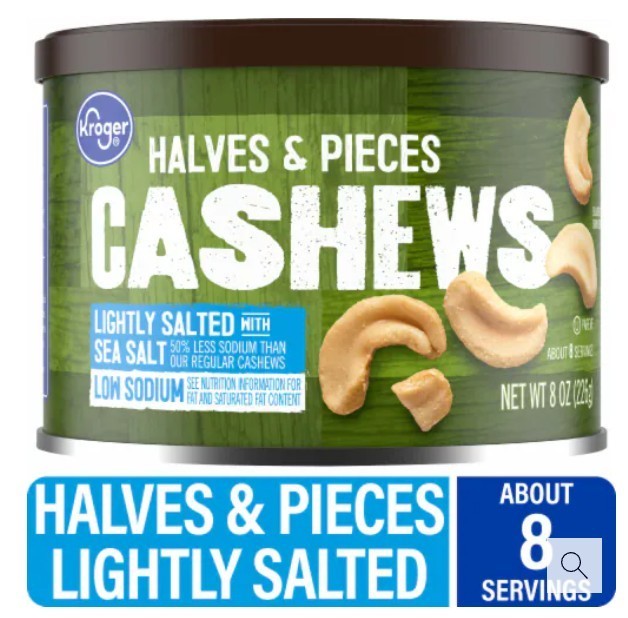 Kroger® Halves & Pieces Lightly Salted Cashews for Oatmeal Yogurt Salads 8oz