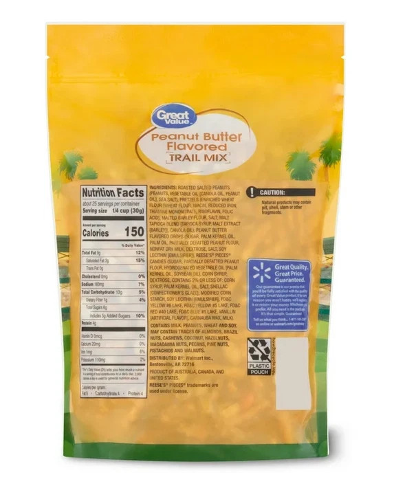 Great Value Peanut Butter Flavored Trail Mix Made with Reese's Pieces, 26 oz gallery