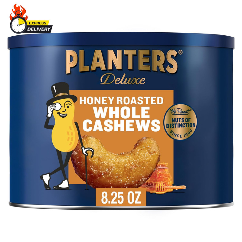 Deluxe Honey Roasted Whole Cashews, Party Snack, Plant-Based Protein, after Scho