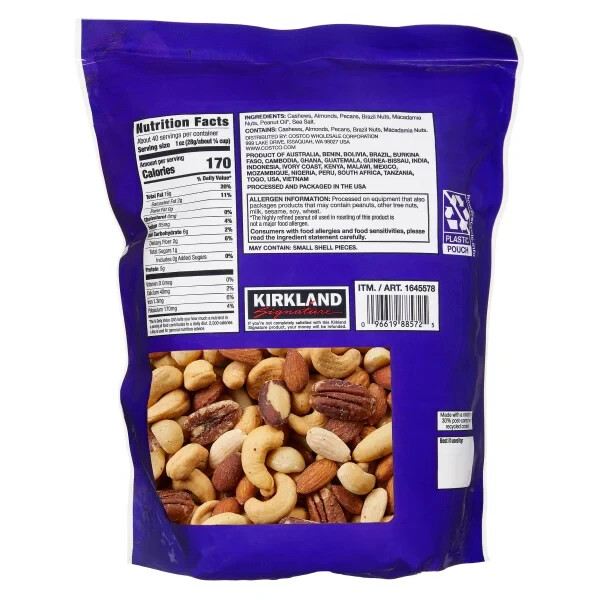 Kirkland Signature Extra Fancy Mixed Nuts, Salted, 2.5 lbs Resealable Pouch gallery
