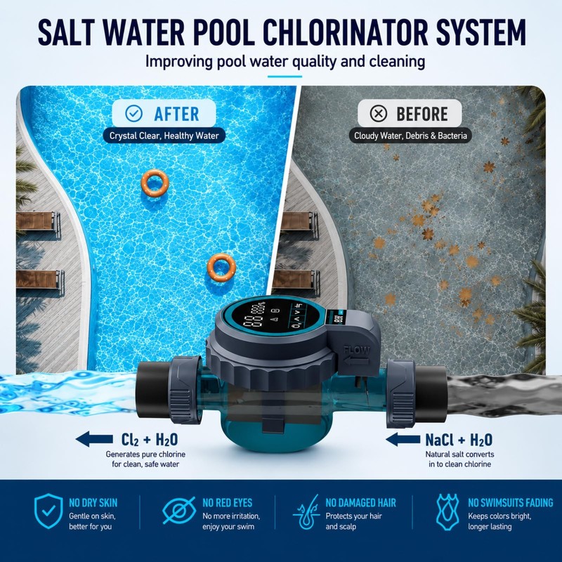 Smart Saltwater Pool Chlorinator System for 26,500 Gallons Above Ground Pool,... gallery