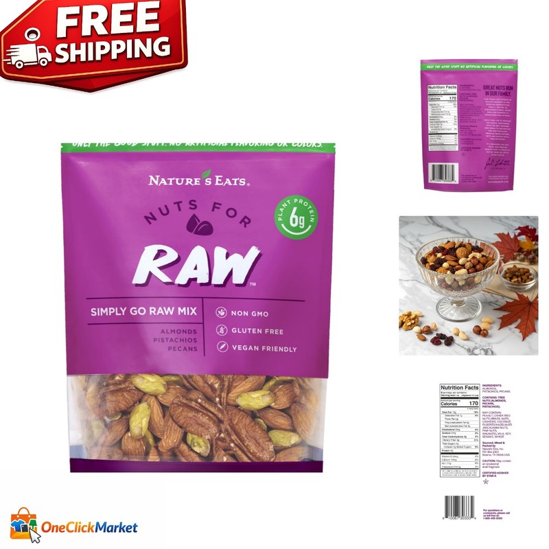 8oz Natural Mixed Nuts Pack – Almonds, Pecans & Pistachios for Snacking