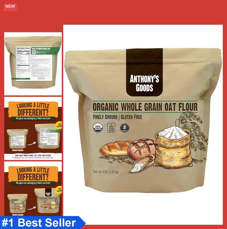 Organic Oat Flour 4 lb Gluten Free Non GMO Finely Ground Vegan Baking