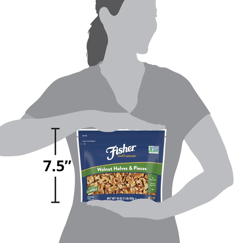 Chef'S Naturals Walnut Halves & Pieces 16 Oz, 100% California Unsalted Walnuts f gallery