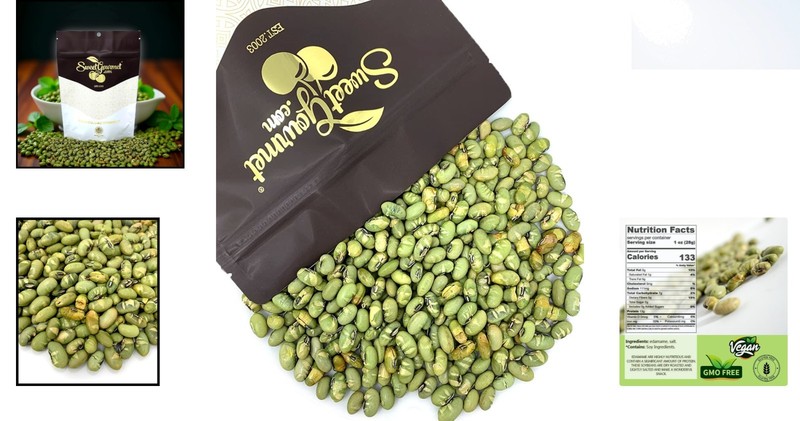 Lightly Salted Dry Roasted Imported Edamame Green Soybeans | 1 Pound gallery