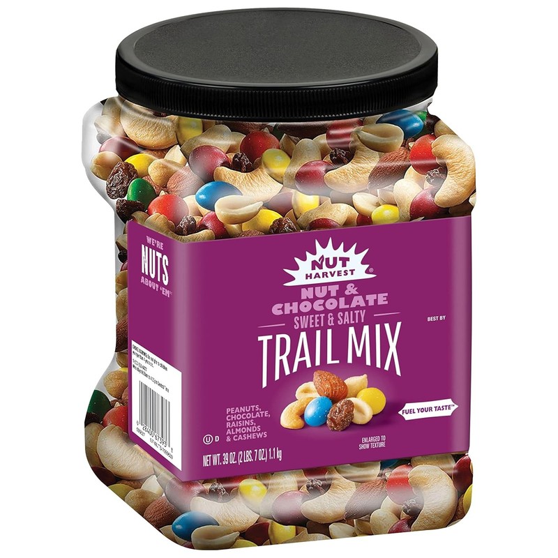 Nut Harvest Nut & Chocolate Trail Mix with Milk Chocolate, Almonds, 39 Ounce Jar