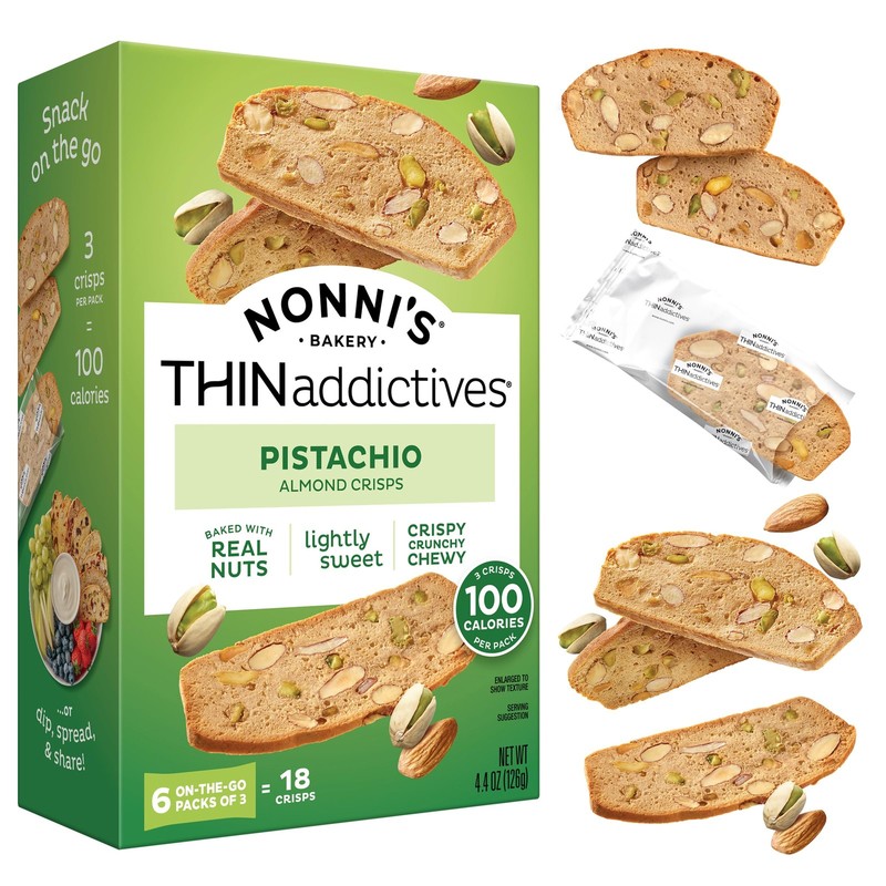 Nonni's THINaddictives Almond Thin 4.4 Ounce (Pack of 1), Green, Brown