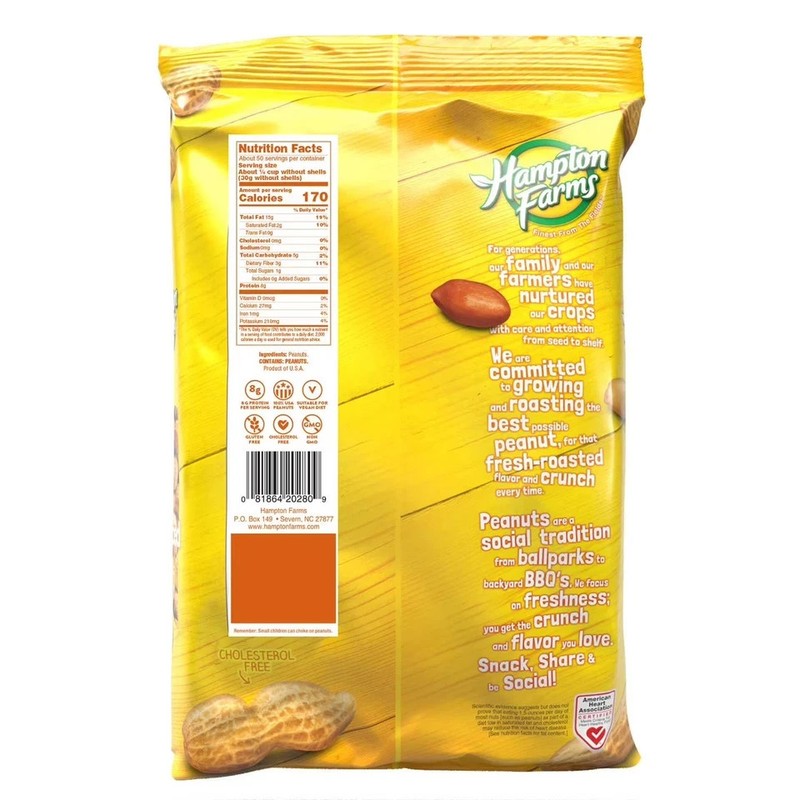 2 PACK Hampton Farms Unsalted In-Shell Peanuts 10 lbs. TOTAL gallery