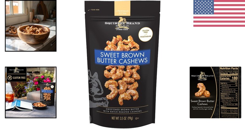 Luxury Sweet Brown Butter Cashews in 3.5 oz Resealable Pack - Vegetarian gallery