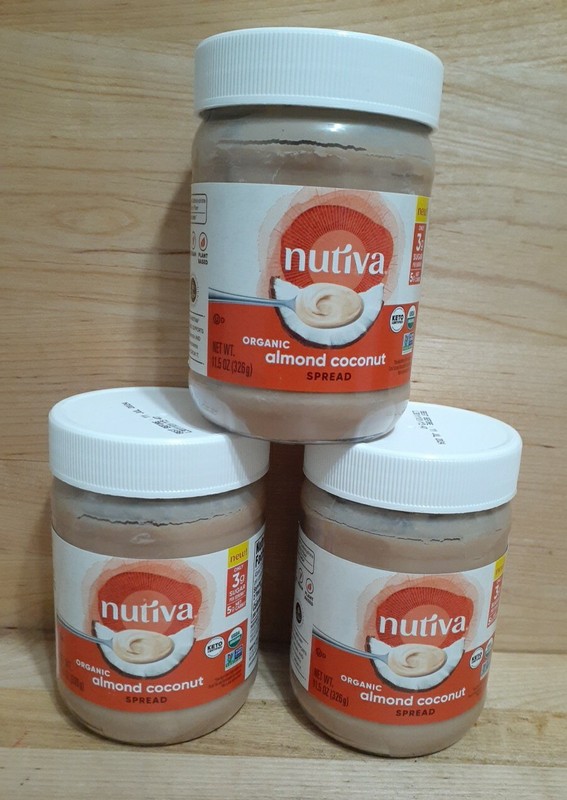 3PK: NUTIVA Organic ALMOND Coconut Spread NO: GMO/GLUTEN VEGAN PLANT KOSHR 11.5