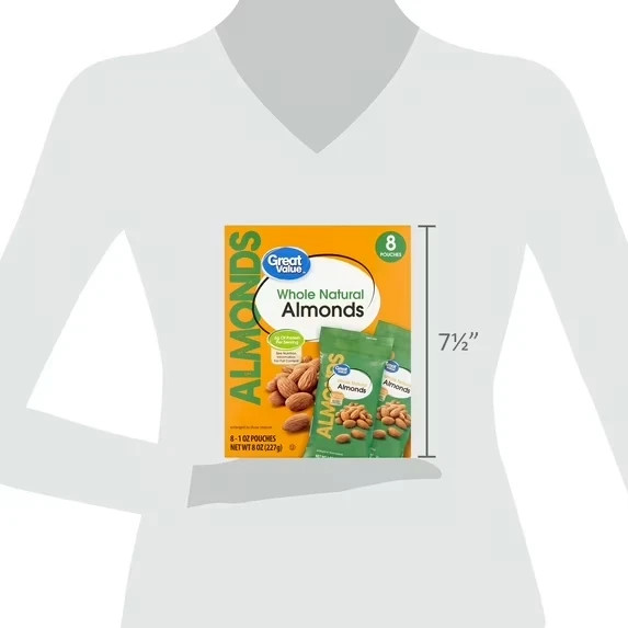 Great Value Whole Natural Almonds, 1 oz, 8-Count Pack gallery