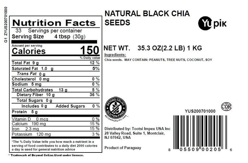 Raw Black Chia Seeds, 2.2 lb 35.2 oz, Gluten-Free, Kosher, , Natural Seeds, P... gallery