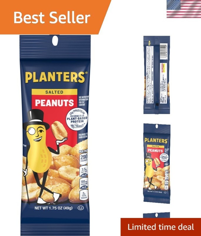 Nutritious Salted Peanuts – 1.75 oz Bags (12 Count), Ideal for Parties & Lunches