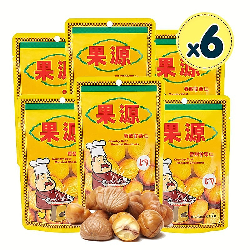 Goryuan Roasted Chestnuts Healthy Vegan Halal Snack Ready Eat 80g x6