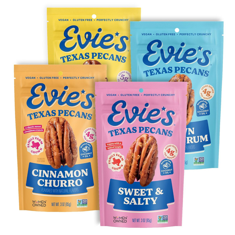 Pecans - Variety Pack of Roasted Texas Pecan Snacks - 4 Flavors - Healthy, Non-G