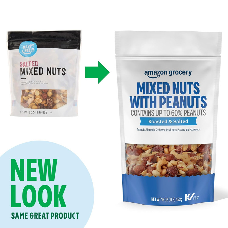Amazon Grocery, Mixed Nuts with Peanuts, Roasted & Salted, 16 Oz (Previously Hap gallery