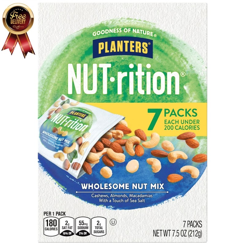 PLANTERS NUT-RITION Wholesome Mixed Nuts, Plant-Based Protein, 7-Count Box
