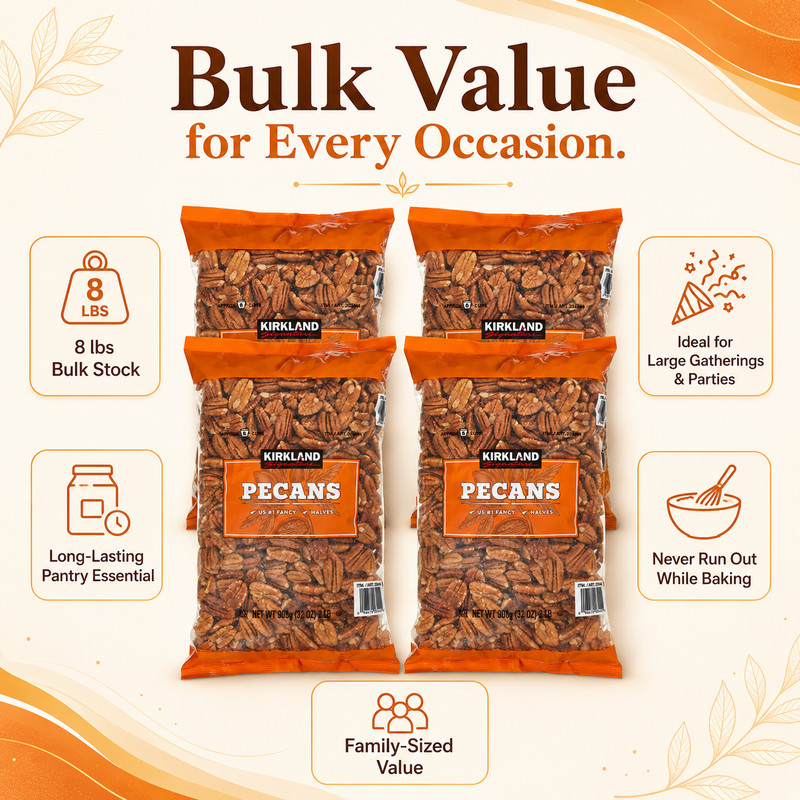 4 Pack Kirkland Signature Pecan Halves, 2 lbs