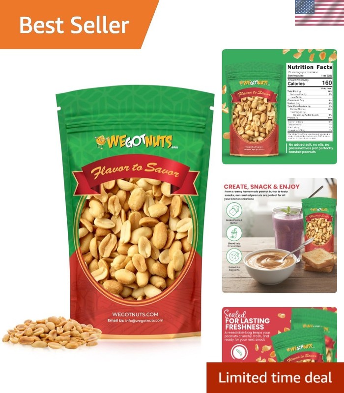 Roasted Unsalted Peanuts 5 lbs – Kosher Natural Snack for Peanut Butter