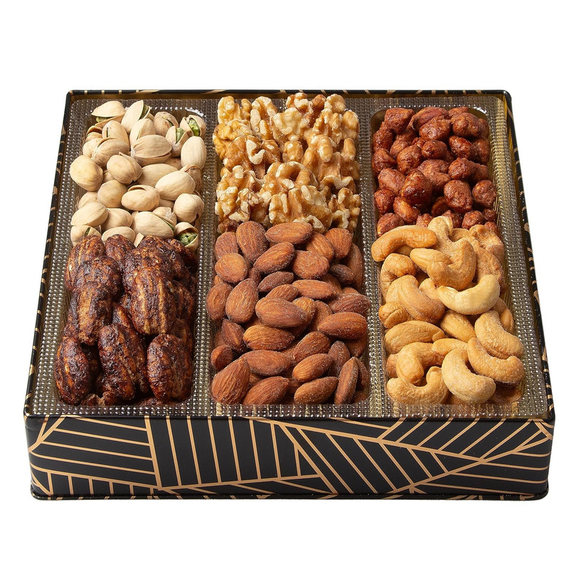6 Section Nuts Gift Basket - Gourmet Assorted Nut Gifts Baskets - Healthy Nuts G gallery