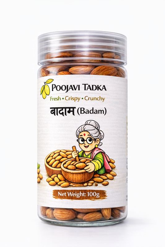 POOJAVI TADKA Premium Almonds 100g | Fresh & Crunchy Badam Dry Fruits | Healthy gallery
