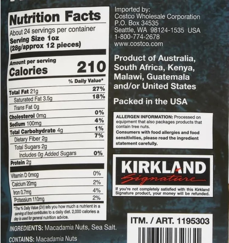 Kirkland Signature Dry Roasted Macadamia Nuts, 1.5 lbs. Item 1195303. lbs gallery