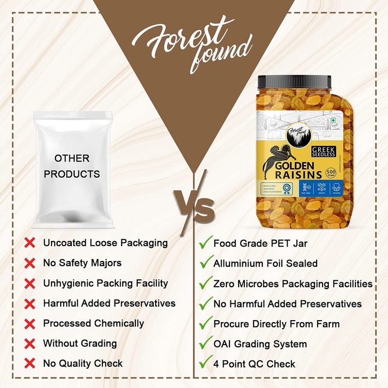 Forest Found Golden Seedless Raisins 500g | Dried Kishmish No Seeds gallery