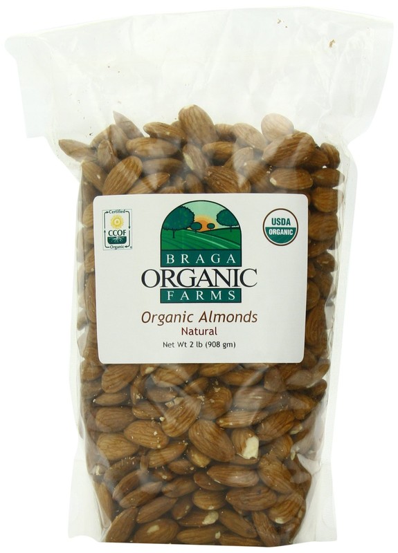 Braga Organic Farms Natural Almonds 2 lb. bag 2 Pound (Pack of 1)