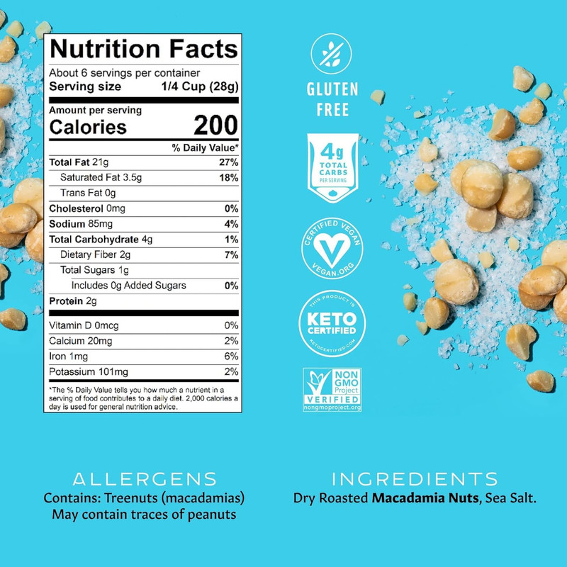 Sea Salt Roasted Macadamia Nuts, 6 Oz Jar, Premium Nuts, Keto Friendly, Gluten F gallery