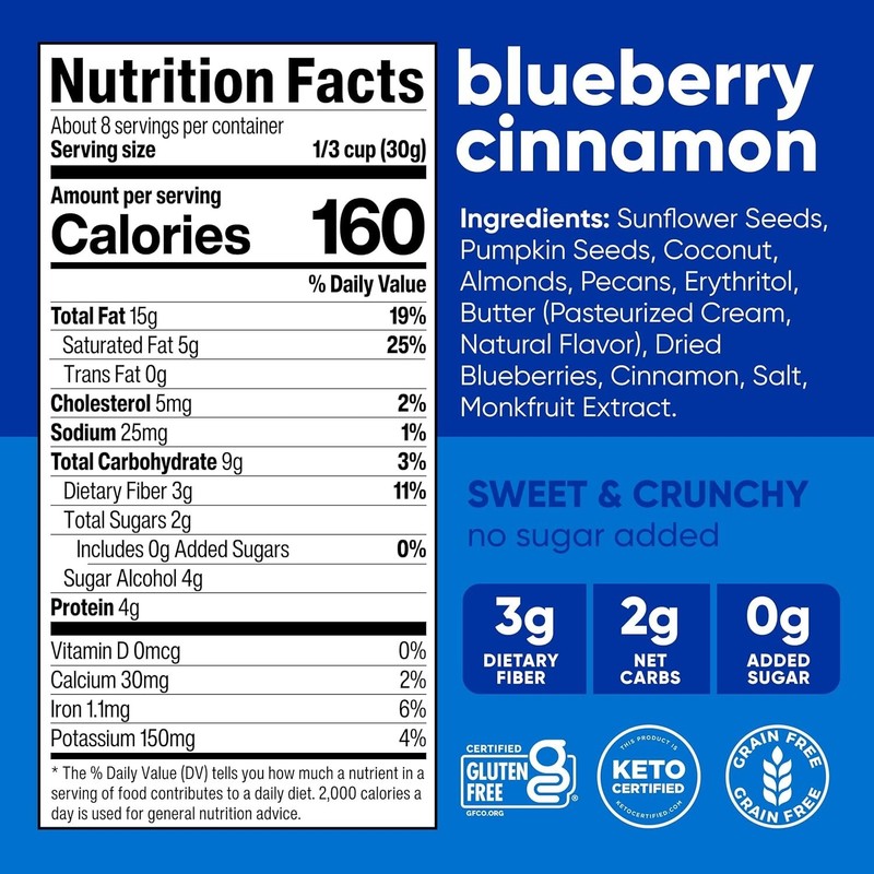 Delicious Blueberry Cinnamon Granola 8 oz (6 Bags) - Gluten Free & Keto Friendly gallery