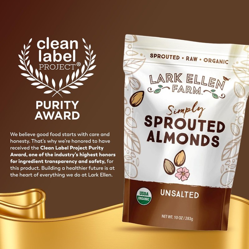 Lark Ellen Farm Organic Sprouted Almonds, Unsalted – USDA Organic, Raw, Vegan... gallery