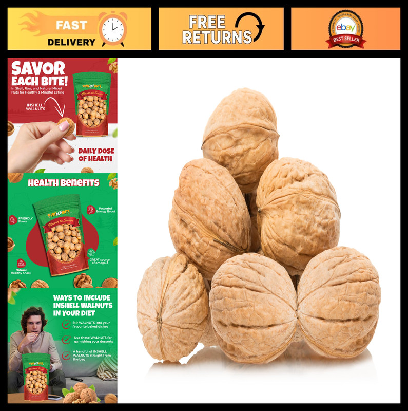 Premium Quality Raw California Walnuts in Shell – 4 lbs, Unsalted Healthy Snack,