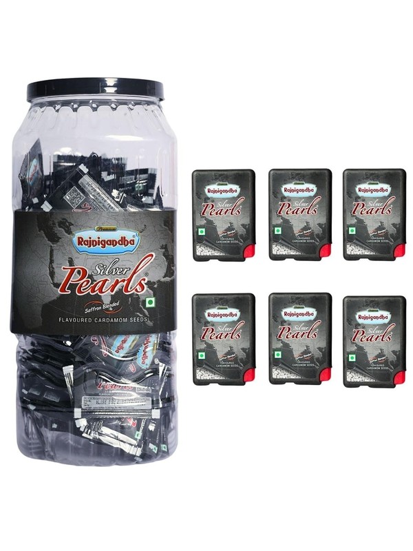 Rajnigandha Silver Pearls Saffron Flavoured Cardamom Seeds 200 Pieces Jar gallery