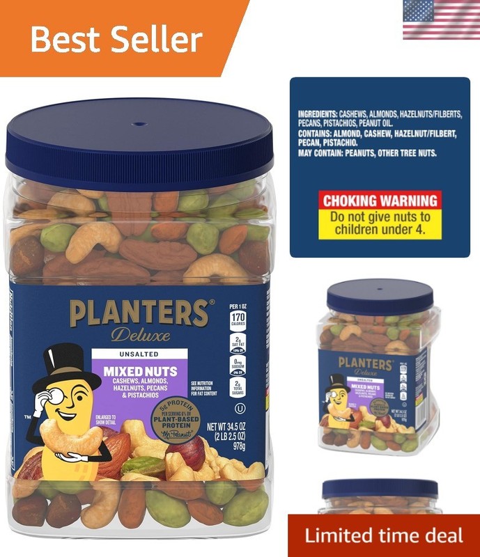 Unsalted California Nut Mix - 34.5 oz Resealable Jar of Deliciousness