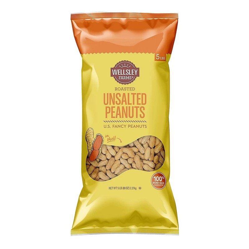 Wellsley Farms Unsalted & Roasted In-Shell Peanuts, 5 lbs.