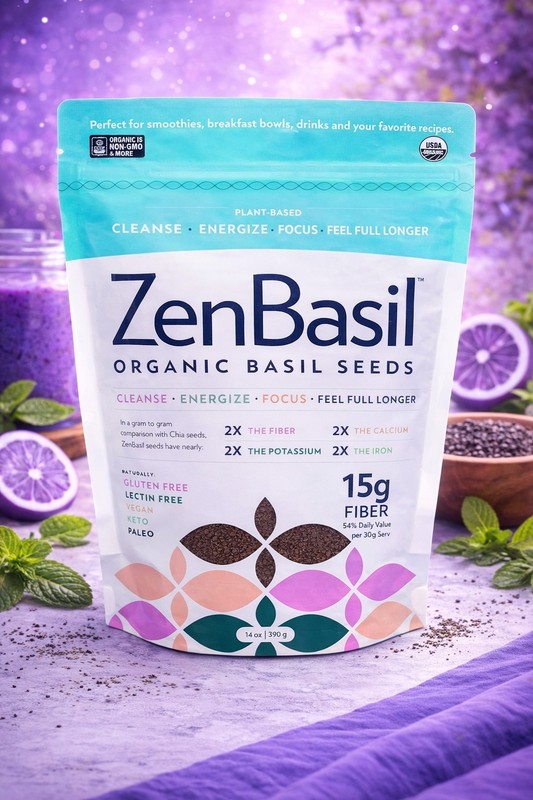 Zen Basil Seeds | Edible Basil Seeds USDA Organic, Kosher, Non-GMO, Lectin-Free,