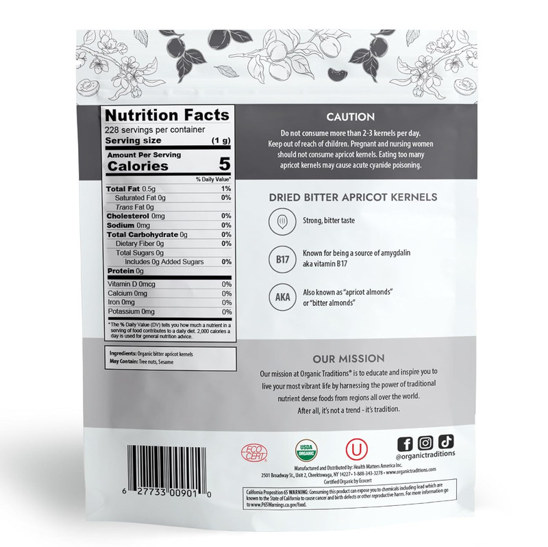 Organic Apricot Seeds - 8oz Bitter Apricot Kernels, Non-GMO, Vegan, Nutritious gallery