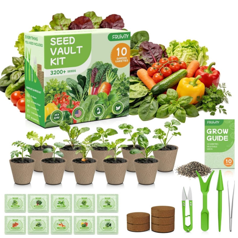 10 Heirloom Vegetable Seeds Variety Pack – 3200+ Non-GMO Garden Starter Kit Gift
