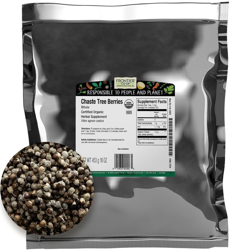 Chaste Tree Berries Whole Organic 16 Ounce Bulk Eco Friendly Packaging